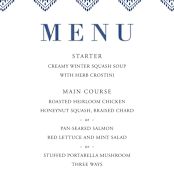 "Calcutta Stamp" - Menus in Azure by Oma N. Ramkhelawan - Detail