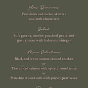 "Simple Type" - Menus in Olive Branch by Stacey Meacham - Detail