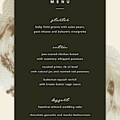 "Organic Elegance" - Menus in Sand by Carrie Moradi - Detail