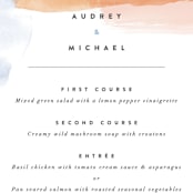 "Watercolor Wisp" - Menus in Blush by Ariel Rutland - Detail
