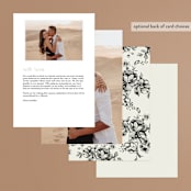 "Elegance Illustrated" - Menus in Beige by Phrosné Barwood - Back of Card Options