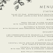 "Elegance Illustrated" - Menus in Beige by Phrosné Barwood - Detail