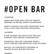 "Open Bar" - Menus in Tuxedo by Jennifer Lew - Detail
