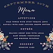 "Wildflower Crest" - Menus in Navy by Alethea and Ruth - Detail