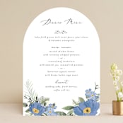 "Botanical Swag" - Menus in Periwinkle by Susan Moyal - Front