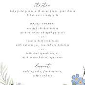"Botanical Swag" - Menus in Periwinkle by Susan Moyal - Detail