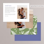 "Hydrangea Frame" - Menus in Periwinkle by Susan Moyal - Back of Card Options
