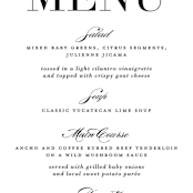 "Classic" - Menus in Tuxedo by Lauren Chism - Detail