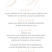 "Twirl Monogram A" - Menus in Blush by Ariel Rutland - Detail