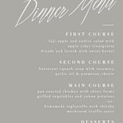 "Stacked date" - Menus in Cotton by Amy Kross - Detail