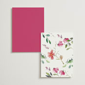"Spring Wildflowers" - Menus in Pink Floral by Mere Paper - Back of Card Options