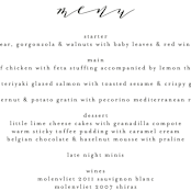 "Simple Elegance" - Menus in Tuxedo by Phrosné Barwood - Detail