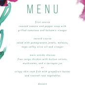 "Airy Blooms" - Menus in Haute Hibiscus by Simona Camp - Detail