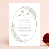 "Modern Wreath" - Menus in Sage by Hooray Creative - Front