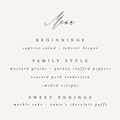 "Timeless" - Menus in Taupe by Leah Bisch - Detail