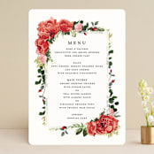 "Peonies Forever" - Menus in Coral by Susan Moyal - Front
