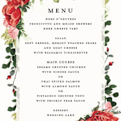 "Peonies Forever" - Menus in Coral by Susan Moyal - Detail
