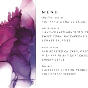 "saturated" - Menus in Plum by Erin Deegan - Detail