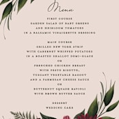 "Midnight Botanicals" - Menus in Cranberry by Susan Moyal - Detail