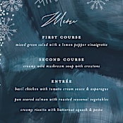 "Midnight Snowfall" - Menus in Navy by Alethea and Ruth - Detail