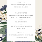 "Ophelia's Garden" - Menus in Bluebell by Oma N. Ramkhelawan - Detail
