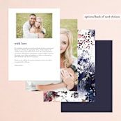 "Floral Cascade" - Menus in Navy by Phrosné Barwood - Back of Card Options