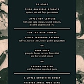 "Chin-Chin" - Menus in Midnight Spruce by Annie Clark - Detail