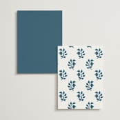 "Kantha Quilt" - Menus in Indigo by Nazia Hyder - Back of Card Options