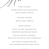 "By Your Side" - Menus in Crest by Design Lotus - Detail