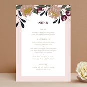 "Wild Peonies" - Menus in Blush by Cindy Reynolds - Front
