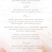 "Delicate brushstrokes" - Menus in Blush by Lucrecia Caporale - Detail