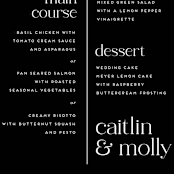 "Split Line" - Menus in Black Tie by Amy Payne - Detail