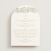 "Floral Arch" - Menus in Greenery by Phrosné Barwood - Front