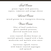 "Arcadia" - Menus in Noir by Olivia Raufman - Detail