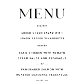 "dance moves" - Menus in Tuxedo by Angela Garrick - Detail