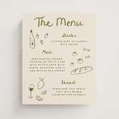 "Playful Doodles" - Menu Signs in Olive by Carmia Jordaan - Front