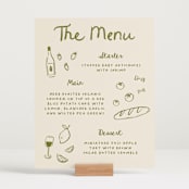 "Playful Doodles" - Menu Signs in Olive by Carmia Jordaan - In Use