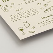 "Playful Doodles" - Menu Signs in Olive by Carmia Jordaan - Detail