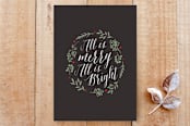 "All is Merry All is Bright" - Cards in Dark Gray by Gray Star Design - Front