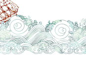 "Uncharted Waters" - Cards in sea foam bluegreen by Juniper Berry Design - Close-Up
