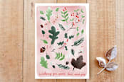"Pink Christmas Botanicals" - Cards in Pink by Megan Kelso - Front