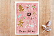 "Christmas Sweets & Candies" - Cards in Pink by Megan Kelso - Front