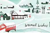 "Snowy Scene 2" - Cards in Light Blue by Megan Kelso - Close-Up