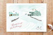 "Snowy Scene 3" - Cards in Light Blue by Megan Kelso - Front