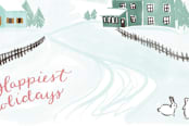 "Snowy Scene 3" - Cards in Light Blue by Megan Kelso - Close-Up