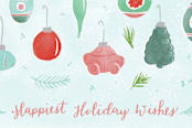 "Vintage Glass Ornaments" - Cards in Light Blue by Megan Kelso - Close-Up