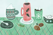 "Warm Wishes & Drinks" - Cards in Light Blue by Megan Kelso - Close-Up