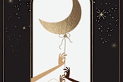 "Catching the Moon" - Cards in Charcoal Grey by Faiza Khan - Close-Up