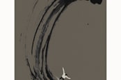 "The Wave and Surfer" - Cards in river rock by Deborah Chou - Close-Up