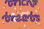 "no tricks, just treats" - Cards in pumpkin orange by clearlytangled studio - Close-Up